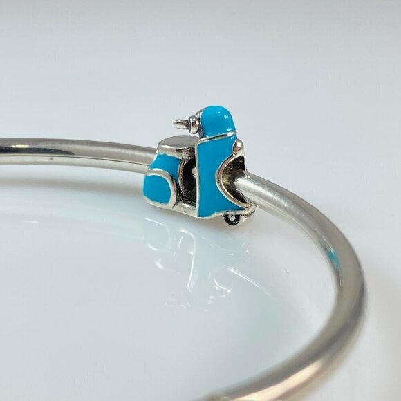 Sterling Silver Enamel Turquoise Blue Scooter Charm - Picture 2 of 9